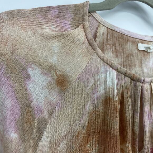 Maurices Crinkle knit Top size 1X 3/4 Sleeves Pastel watercolor Pattern Pullover - Picture 4 of 11